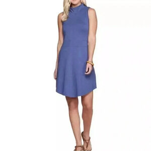 Toad&Co Summerdance Sleeveless Mock Neck Dress Blueberry Organic Cotton Size XL